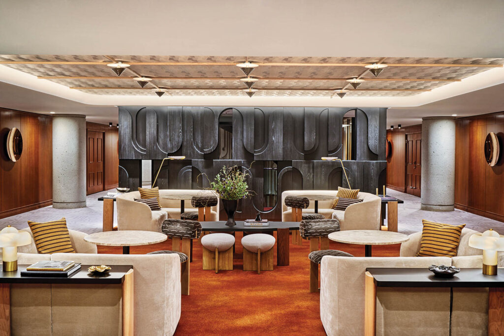 a lounge inside the jay hotel