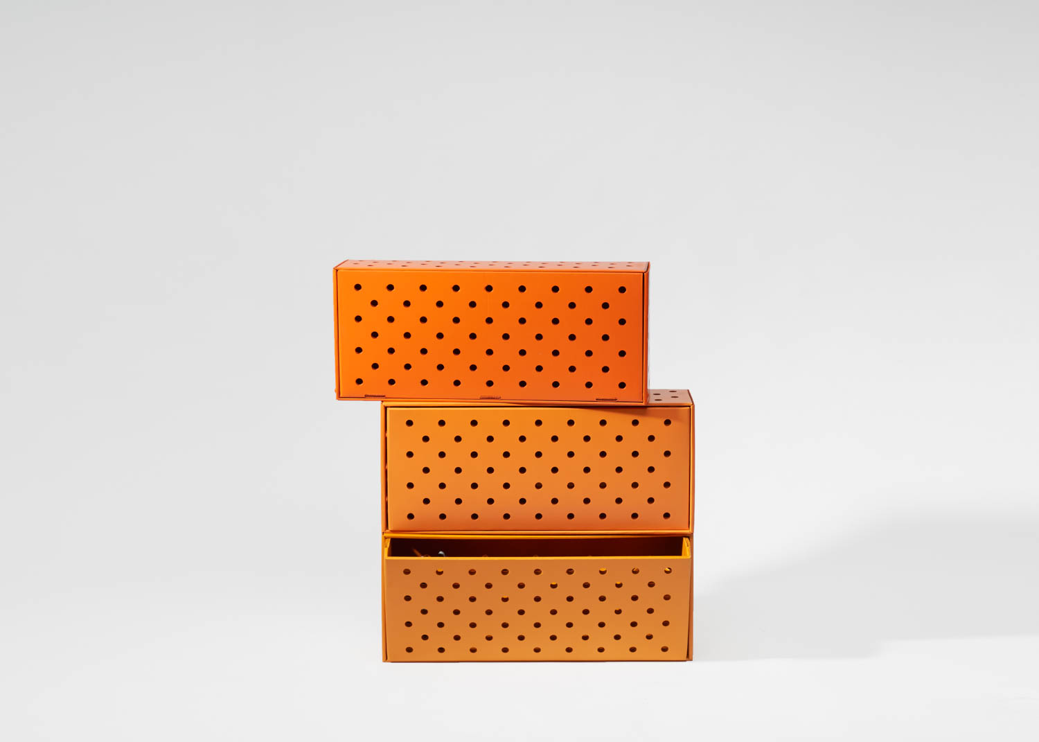 an orange shoe storage box