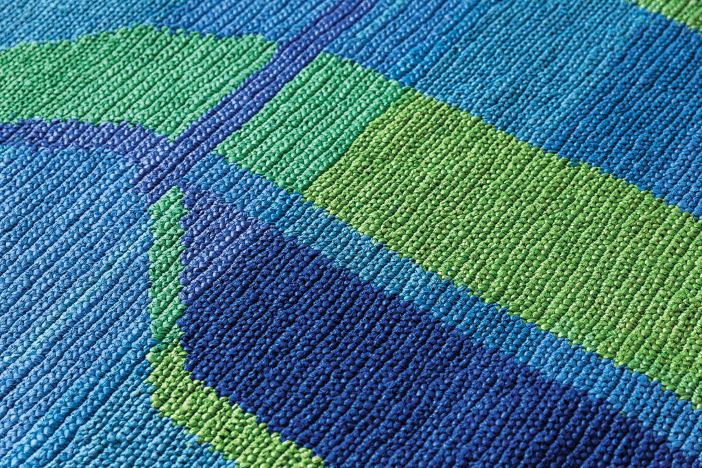 blue and green textile