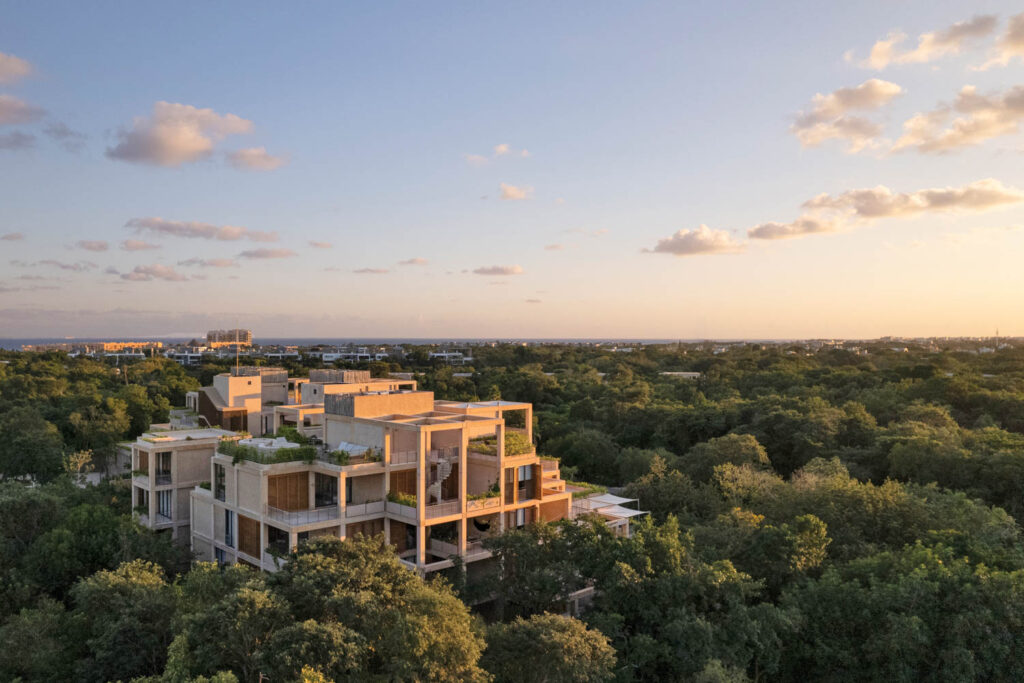 aerial shot of multiunit residential complex