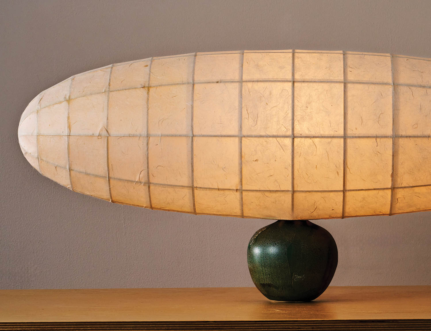 supersized lampshade with round green base