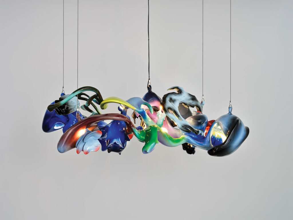 floating multicolored chandelier