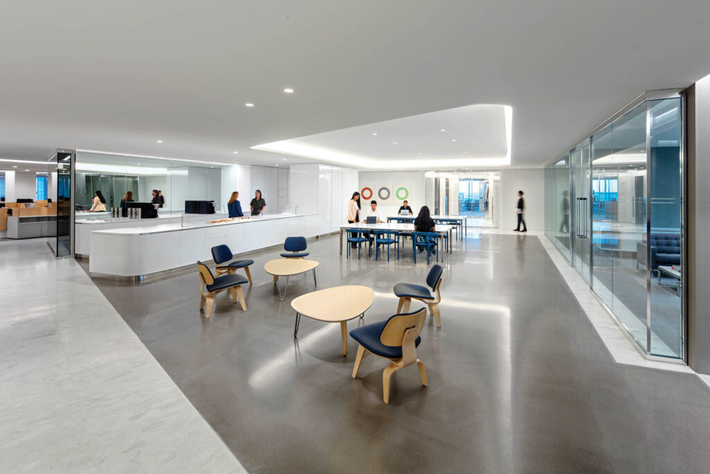 practice-floor pantry with marble or concrete flooring and plywood lounge chairs