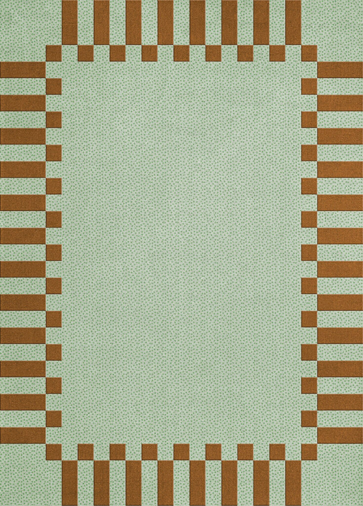 green frame rug