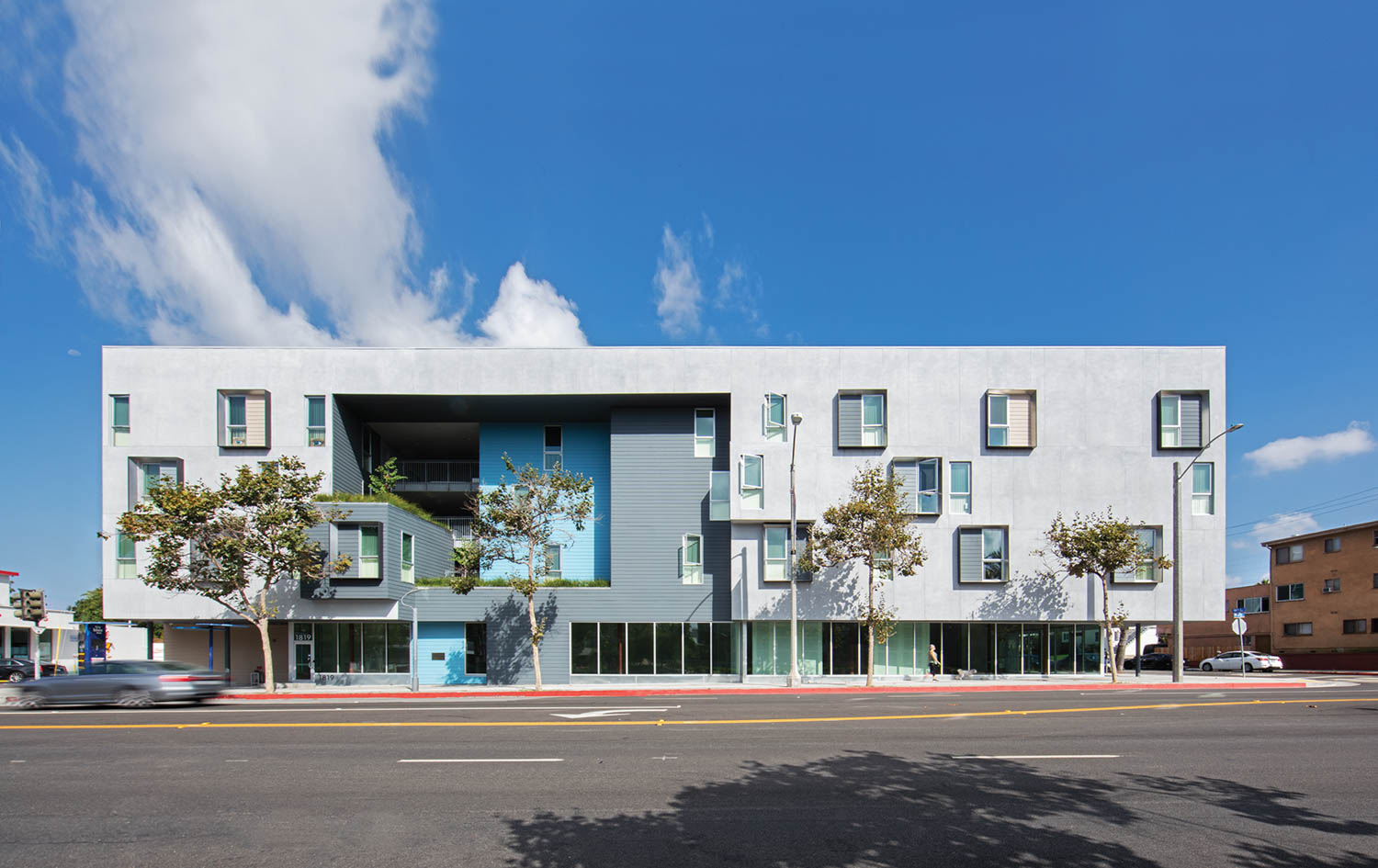 exterior facade of rental building