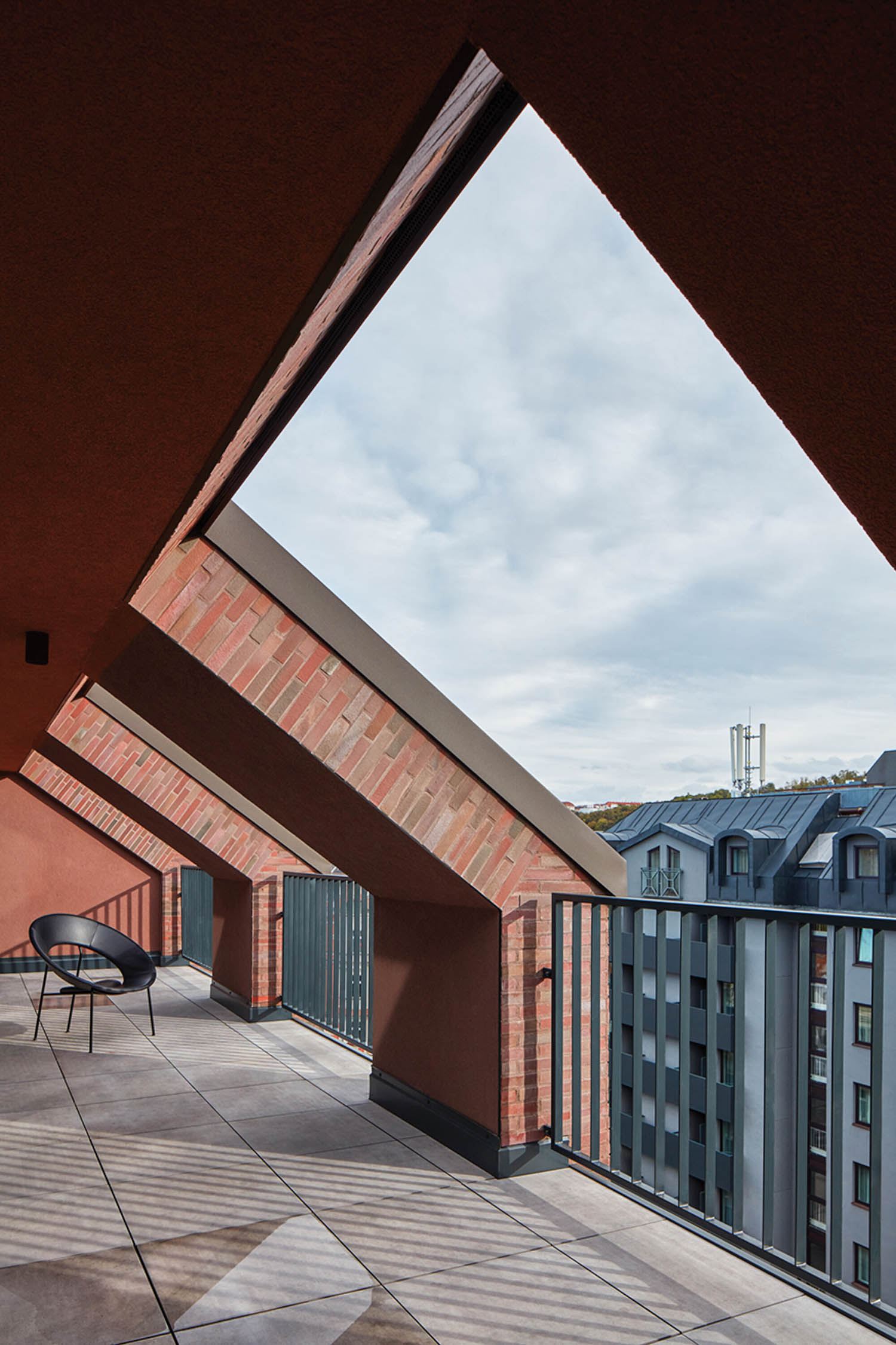 upstairs observation deck with view of the city