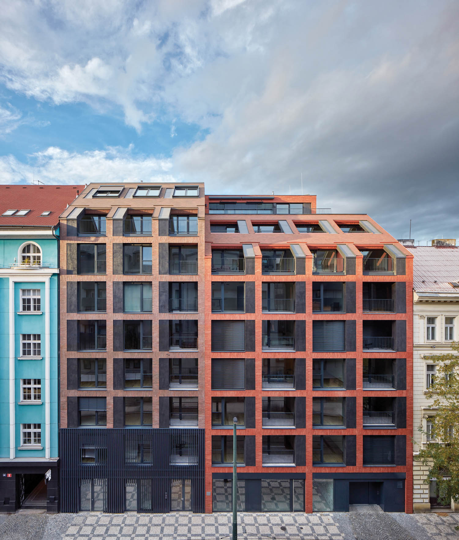 exterior facade of multistory rental building