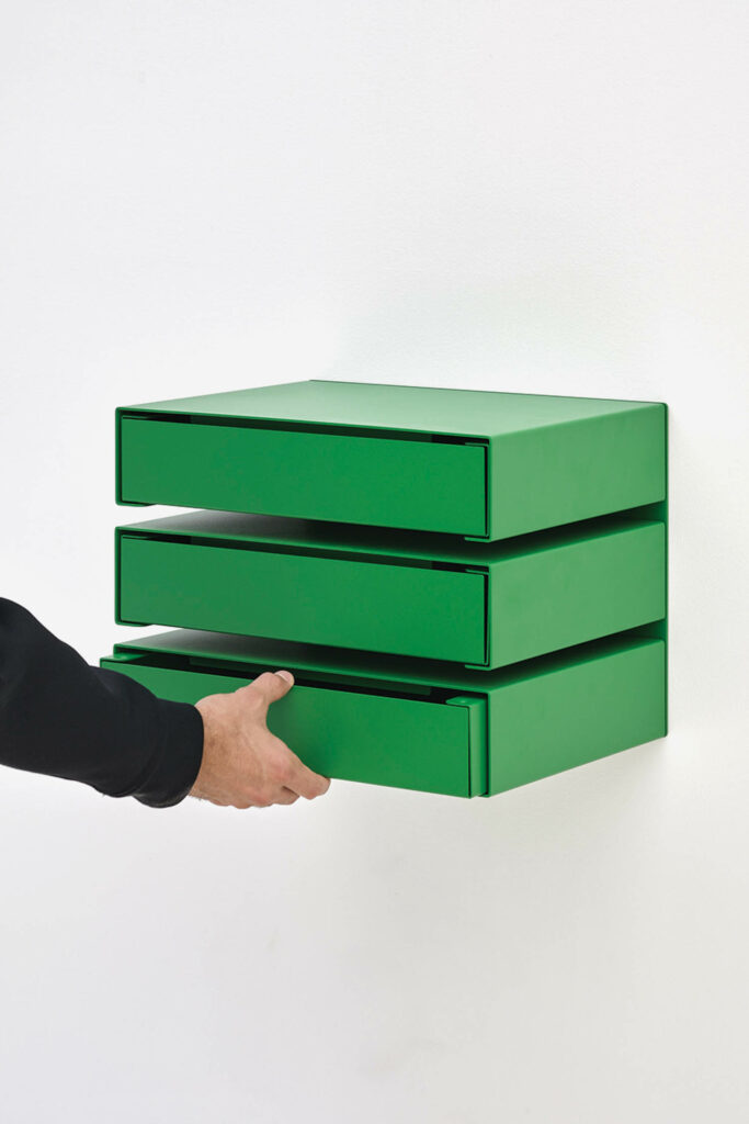 three tier green cabinets