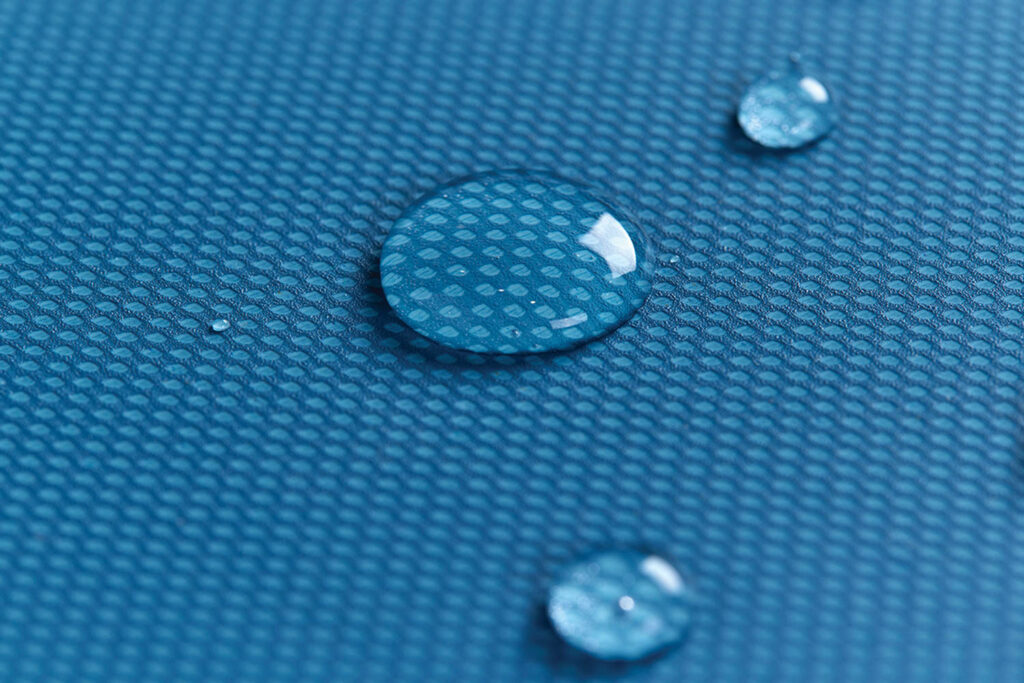 blue fabric with water droplets